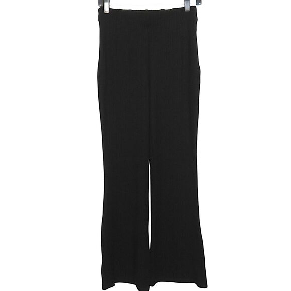 Halara Black High Waisted Side Zip Pocket Ribbed Flare Pull On Pants Size Small - Picture 10 of 10